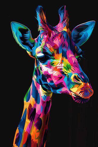 Portrait de girafe coloré en Pop Art