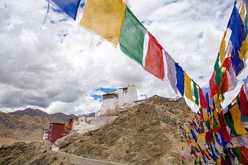 Maitreya temple bij Leh, Ladakh, India van Jan Fritz