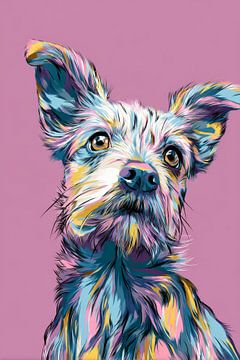 Hond in Popartstijl Kleurexplosie met Karakter van Eva Lee
