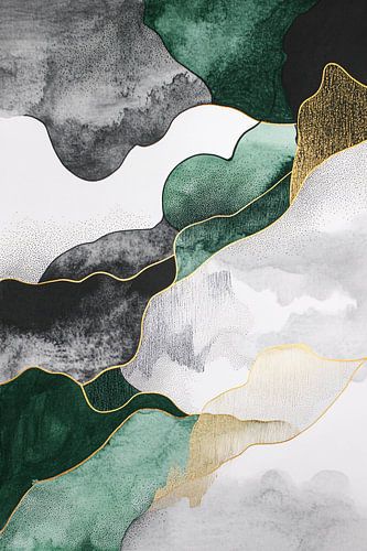 Abstract kunstwerk met gouden lijnen