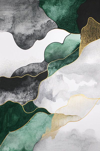 Abstract kunstwerk met gouden lijnen van Imperial Art House