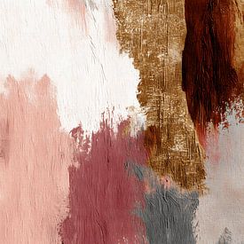 Abstrakt in zartem Rosa, Grau und Gold von Gypsy Galleria