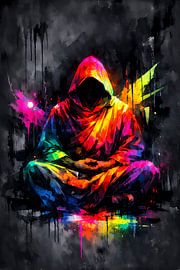 Neon Monk Silence – Chromatic Inner Peace van ButterflyPix