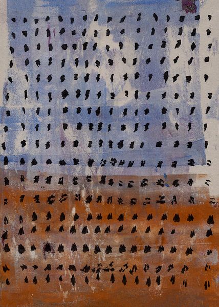Modern abstract. Black shapes on terra and lilac. by Dina Dankers