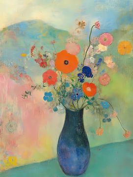Bloemen in vaas Stilleven van Olga Wildrose