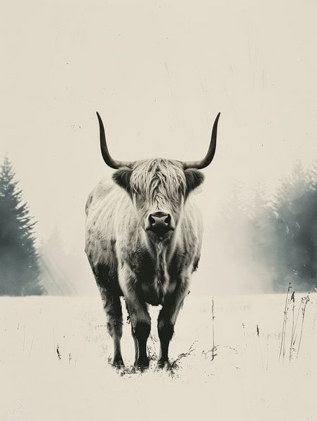 Ruler of the Highlands - Scottish Highlander in Monochrome by Eva Lee