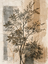 Botanische boom op textuur achtergrond in rustige kleuren