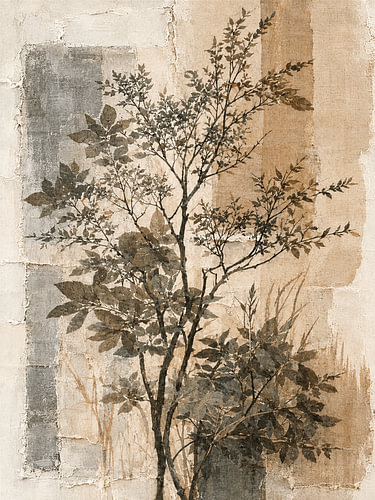 Arbre botanique sur un fond texturé aux couleurs apaisantes