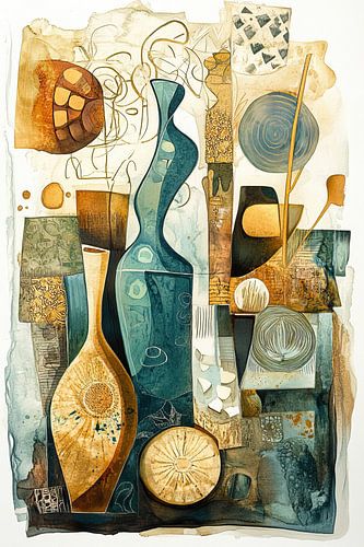 Zen Abstract | Beige and Blue Abstract Art