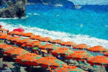 Paraplu's In Monterosso - Impressionisme van Joseph S Giacalone Photography