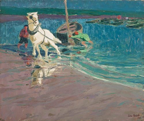 John Noble (American, 1874-1934)~The White Horse (Horse at the Ford)