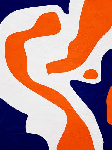 Art abstract organique - oranje en blauw