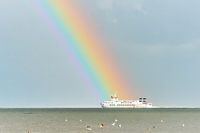 Ferry to Schiermonnikoog with rainbow.