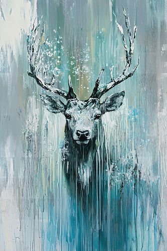 Abstract schilderij van een hert