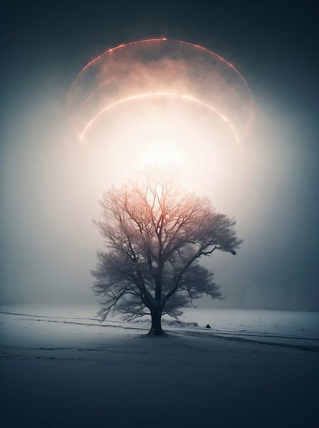 Mystiek licht in de winter van fernlichtsicht