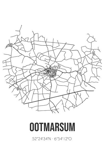 Ootmarsum (Overijssel) | Landkaart | Zwart-wit van Stad & Wand
