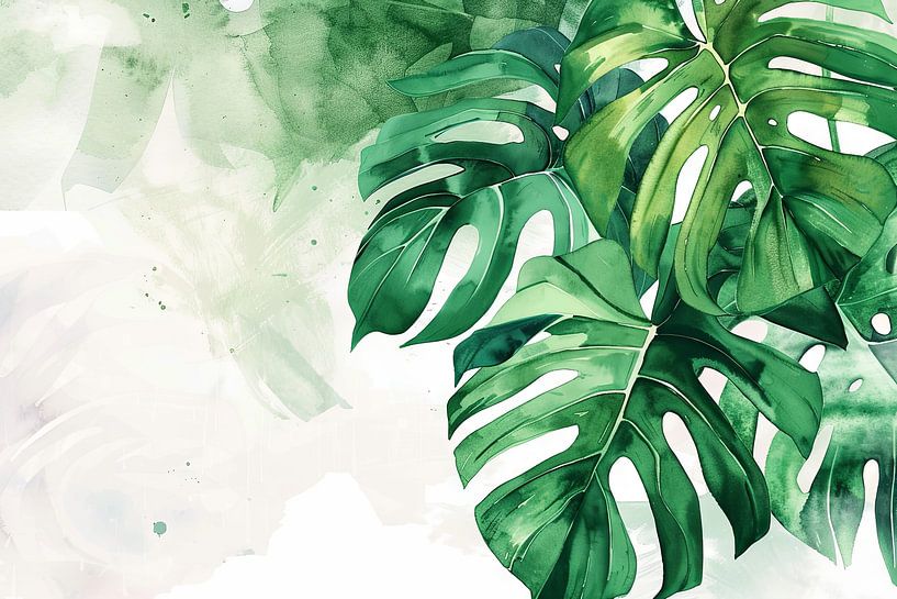 Monstera artwork - Tropical leaves by Poster Art Shop