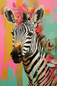 Zebra in jungle van Uncoloredx12