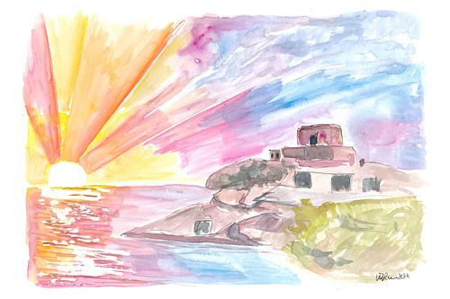 Dream yourself into the tropical sunset with palm trees and well