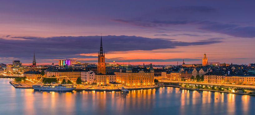 Zonsondergang in Stockholm van Henk Meijer Photography