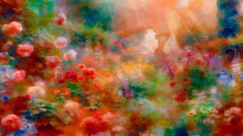 Antique Rose Garden Fantasy at sunset by Mad Dog Art