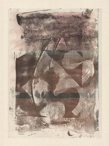 Abstracte organische en geometrische vormen in bruin en wit.