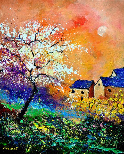 Appelboom in de lente van pol ledent