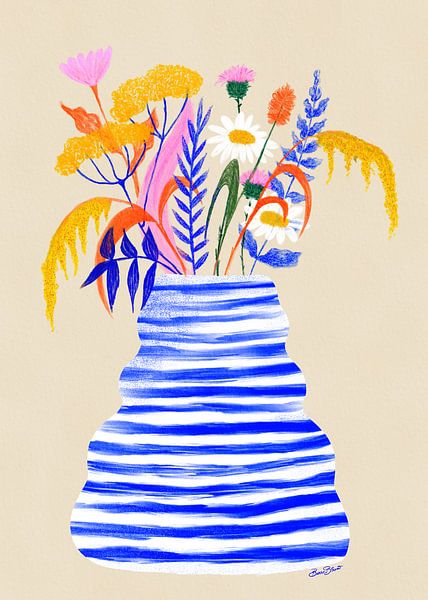 Happy Floral Vase mit Streifen von Baroo Bloom