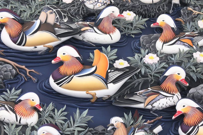 art oriental canards mandarins par Egon Zitter