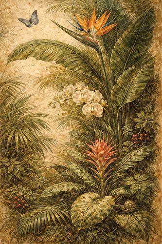 Vintage Tropical Garden Scene