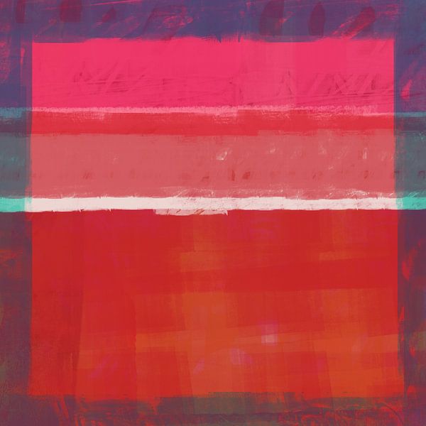 Modernes abstraktes Bild in Rosa, Orange und Violett. Rothko inspiriert von Dina Dankers