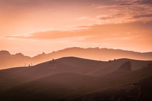 Lever du soleil en Mongolie.