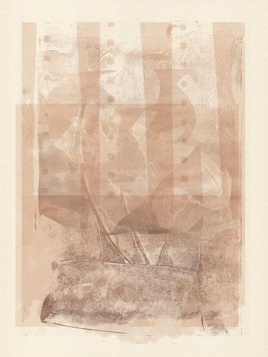 Abstracte organische vormen in zacht koraalbruin