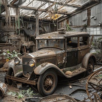 Ford Model A klassieke auto staat te verstoffen vergeten verloren plek van gm_designs