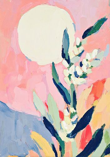 Abstracte bloem in roze en blauw