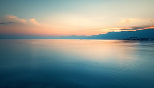 Kalme strand pastel long exposure panorama