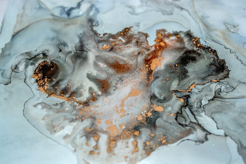 AlcoholInk Malererei, Fluid Painting, Bronze, Gold, Schwarz, Weiß von GH Foto & Artdesign