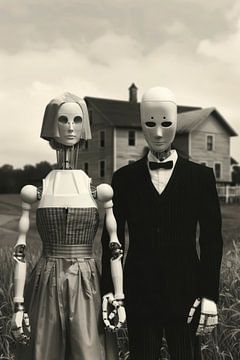 Paar robots voor een landelijke achtergrond van Poster Art Shop