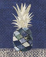 Blauwe ananas - analoge/digitale collage in blauw