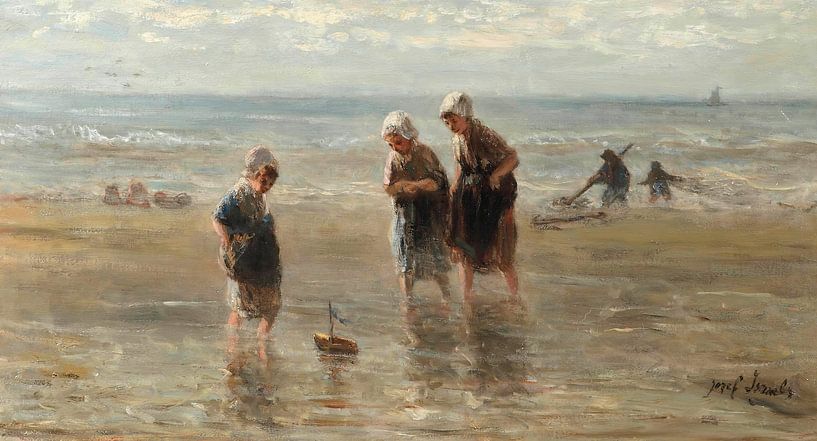 Children playing on the beach, Jozef Israels by Masterful Masters