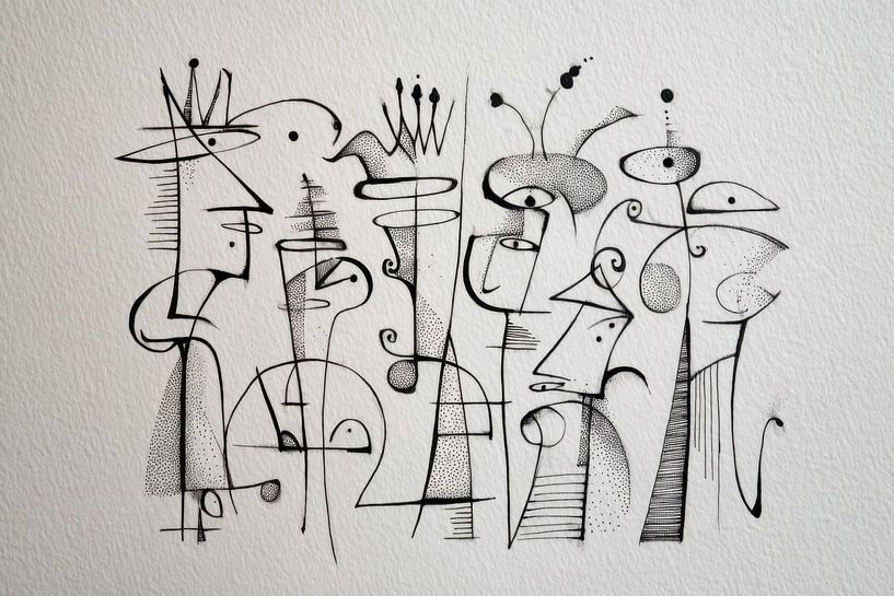 Abstract Line Art - Black and White Mysterious Minimalism by Joriali Abstract