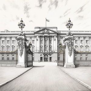 Buckingham Palace London black and white