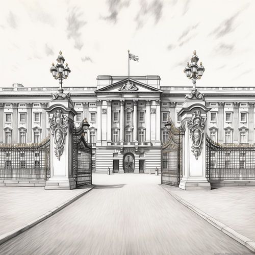 Buckingham Palace London zwart-wit