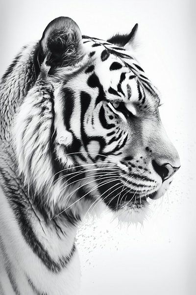 Monochrome Tijger van NJ Midnight Studio