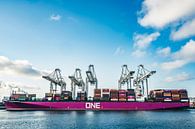 Containerschip One Hanoi bij de terminal in de haven van Rotterdam van Sjoerd van der Wal Fotografie thumbnail