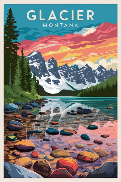 Glacier, Montana by Poster Art Shop