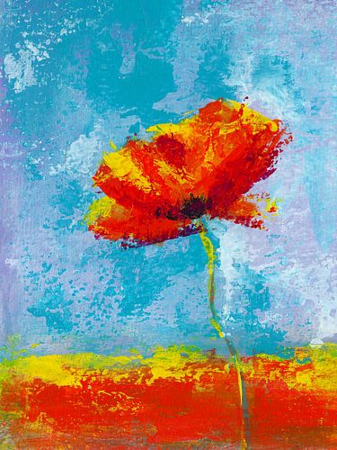 Uitmuntende klaproos acrylschilderij