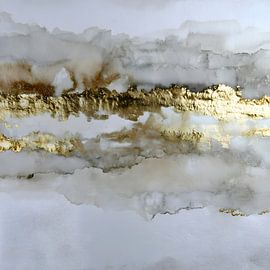 Elegante Abstrakte Minimalistische Wabi-Sabi Gold Kunst