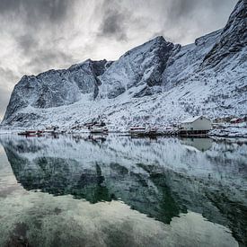 Winter landscape with fjord in Norway by Chris Stenger