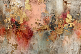 Gouden Passie - Krachtig Schilderij Koraal en Goud van Joriali Abstract
